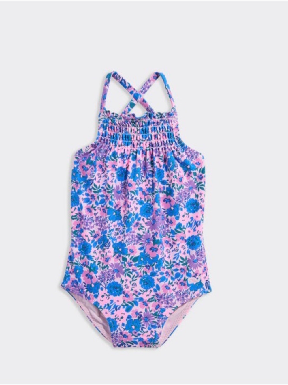 SWIMSUIT-Vineyard Vines Girls Pink and Blue Floral One-Piece Swimsuit